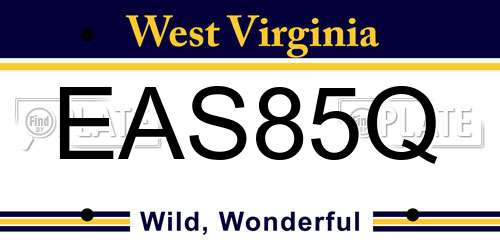 EAS85Q West Virginia License Plate