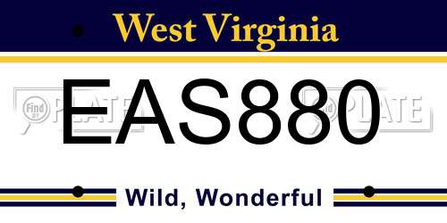 EAS880 West Virginia License Plate