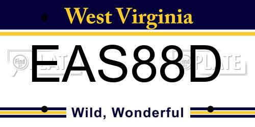 EAS88D West Virginia License Plate