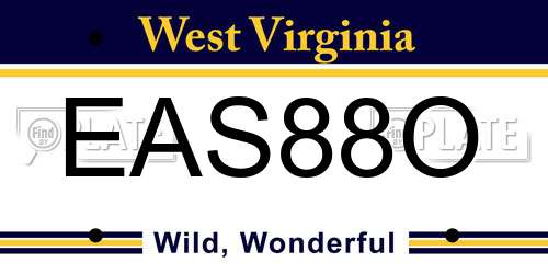 EAS88O West Virginia License Plate