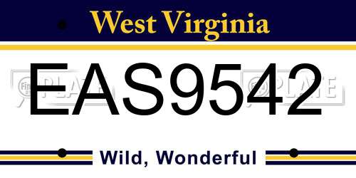 EAS9542 West Virginia License Plate