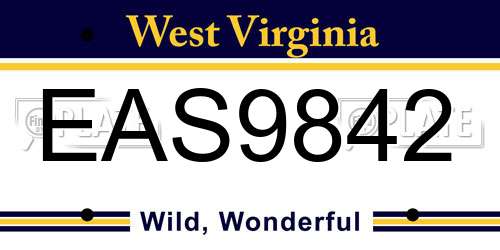 EAS9842 West Virginia License Plate