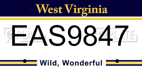 EAS9847 West Virginia License Plate