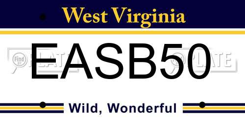 EASB50 West Virginia License Plate