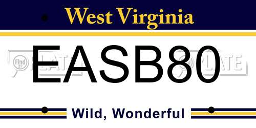 EASB80 West Virginia License Plate