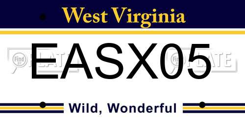 EASX05 West Virginia License Plate