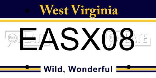EASX08 West Virginia License Plate