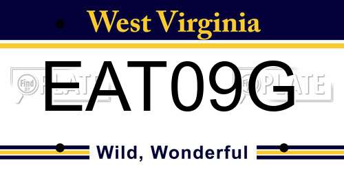 EAT09G West Virginia License Plate