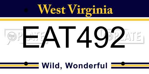 EAT492 West Virginia License Plate