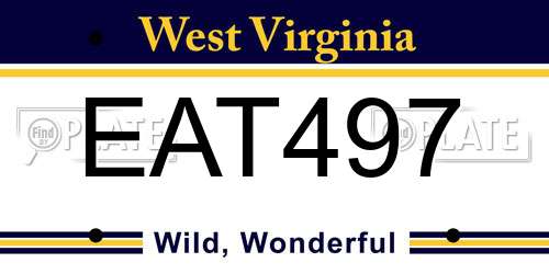 EAT497 West Virginia License Plate