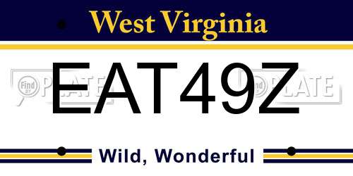 EAT49Z West Virginia License Plate