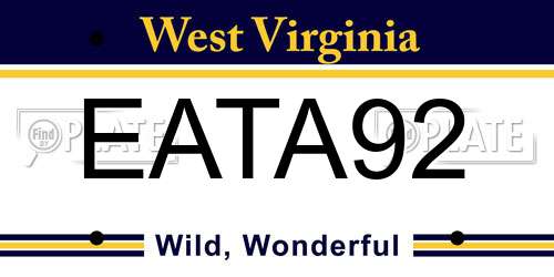 EATA92 West Virginia License Plate