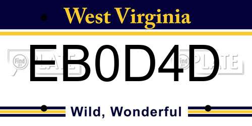 EB0D4D West Virginia License Plate