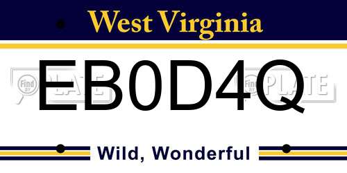 EB0D4Q West Virginia License Plate