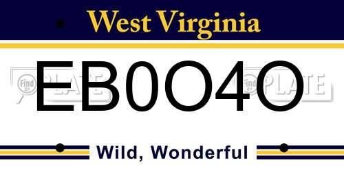 EB0O4O West Virginia License Plate