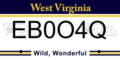EB0O4Q West Virginia License Plate