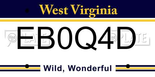 EB0Q4D West Virginia License Plate