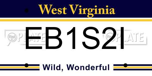 EB1S2I West Virginia License Plate