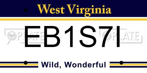 EB1S7I West Virginia License Plate