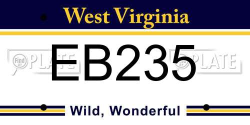 EB235 West Virginia License Plate