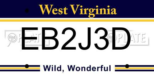 EB2J3D West Virginia License Plate