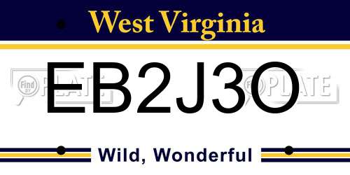 EB2J3O West Virginia License Plate