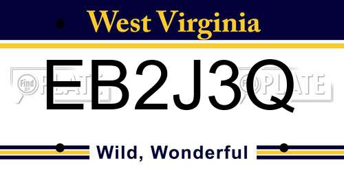 EB2J3Q West Virginia License Plate