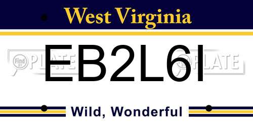 EB2L6I West Virginia License Plate
