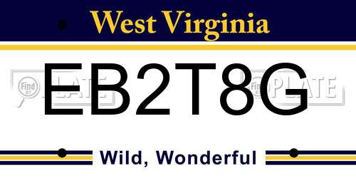 EB2T8G West Virginia License Plate