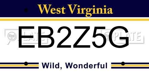EB2Z5G West Virginia License Plate
