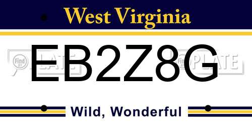 EB2Z8G West Virginia License Plate