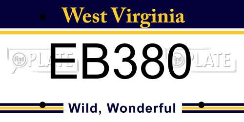 EB380 West Virginia License Plate