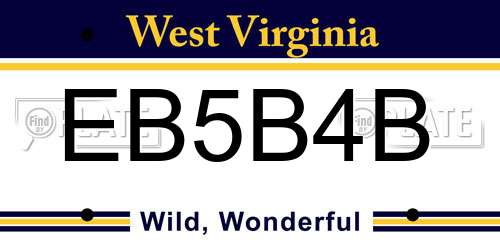 EB5B4B West Virginia License Plate