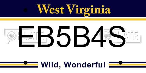 EB5B4S West Virginia License Plate