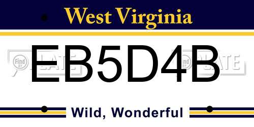 EB5D4B West Virginia License Plate