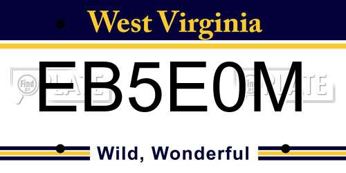 EB5E0M West Virginia License Plate