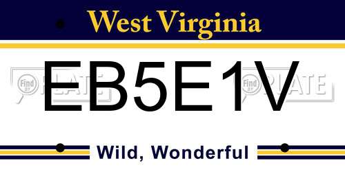 EB5E1V West Virginia License Plate