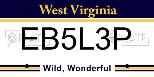 EB5L3P West Virginia License Plate
