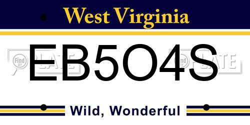 EB5O4S West Virginia License Plate
