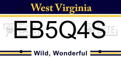 EB5Q4S West Virginia License Plate