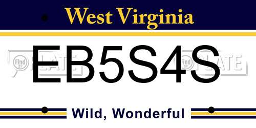 EB5S4S West Virginia License Plate