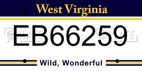 EB66259 West Virginia License Plate