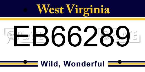 EB66289 West Virginia License Plate