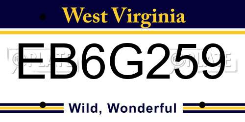 EB6G259 West Virginia License Plate