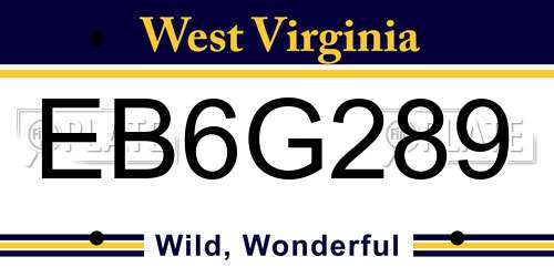 EB6G289 West Virginia License Plate