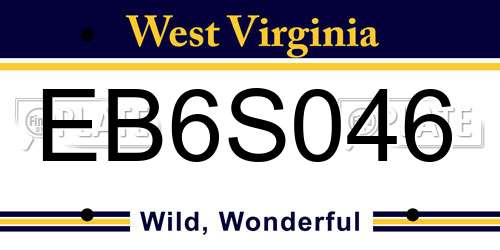 EB6S046 West Virginia License Plate