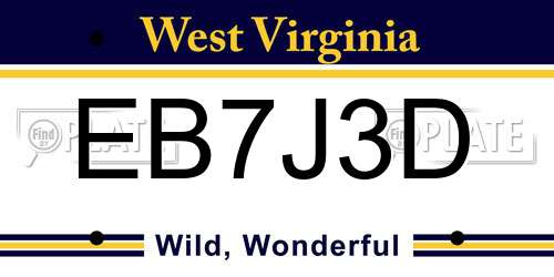 EB7J3D West Virginia License Plate