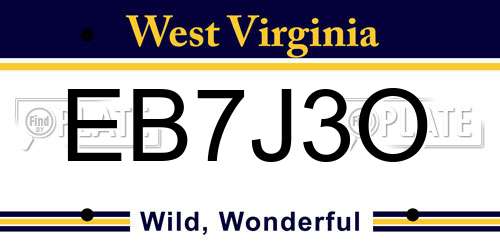 EB7J3O West Virginia License Plate