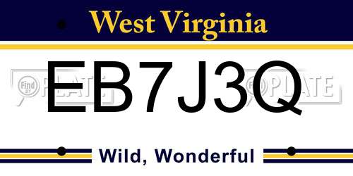 EB7J3Q West Virginia License Plate
