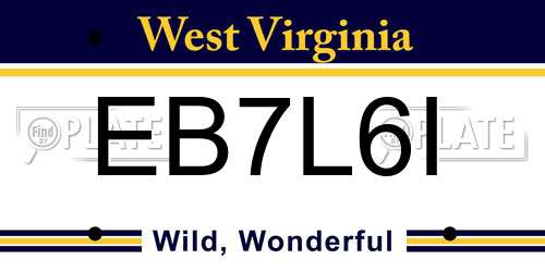 EB7L6I West Virginia License Plate
